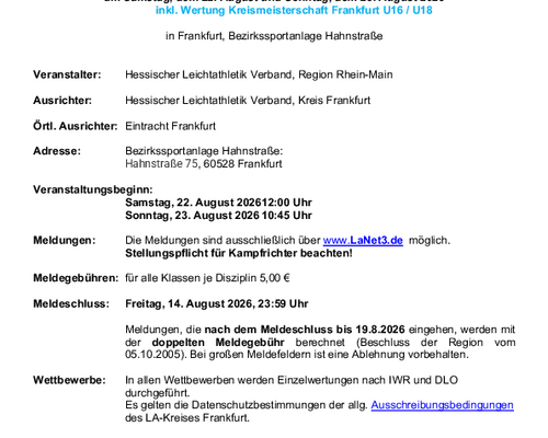 UPDATE - Regional Meisterschaften Einzel Rhein-Main