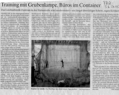 Presse: Training mit Grubenlampe, Büros im Container