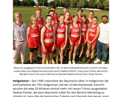 Neue Trikots für LG Reinhardswald