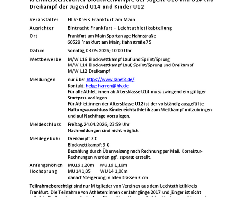 Kreismeisterschaften Blockwettkämpfe/Dreikämpfe