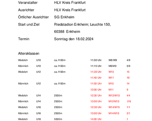 ACHTUNG NEUER ZEITPLAN und Athleten Übersicht