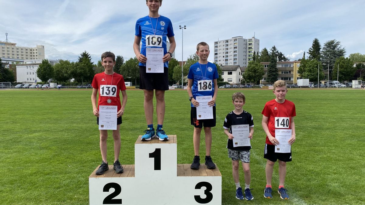 M13, 800 Meter (v.l.): Alexandru Crihan (Groß-Karben), Aaron Lukas Pompetzki, Manuel Kaiser (beide Bad Nauheim).