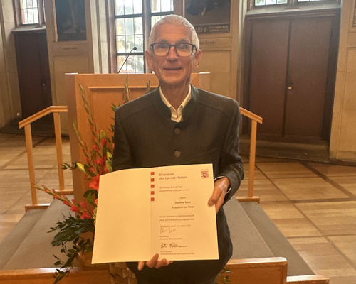 Ehrenbrief des Landes Hessen für Joachim Kany